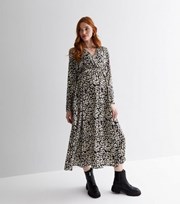 New Look Maternity Black Leopard Print Midi Wrap Dress